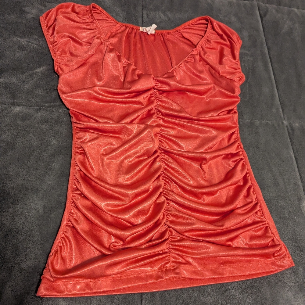 Studio Y salmon completed ruched shirt sz M